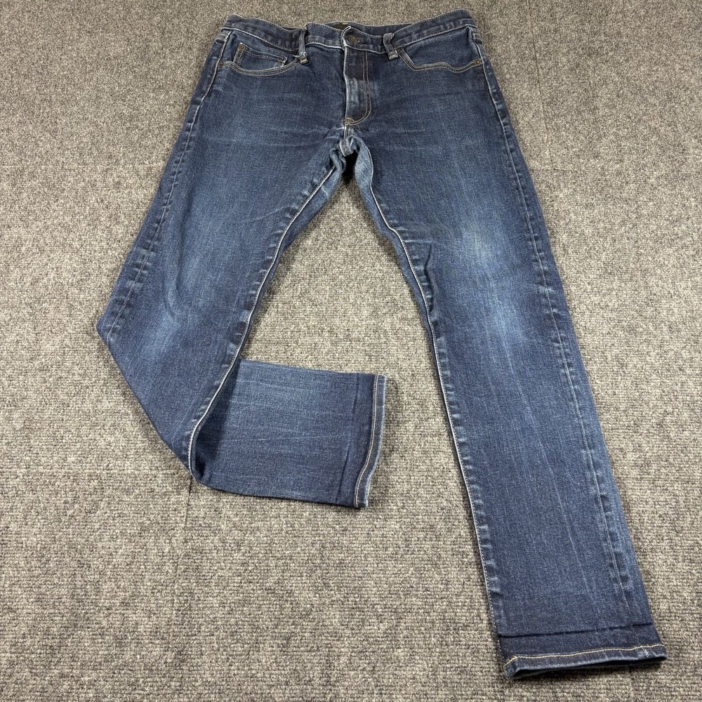 Uniqlo Jeans Mens FITS 34x29 Blue Slim Straight Kaihara Japanese Selvedge Denim